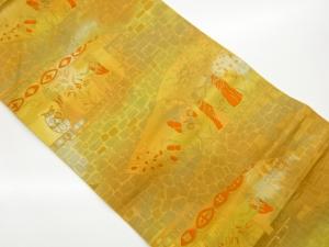 本場筑前博多人物壁画模様織出し名古屋帯